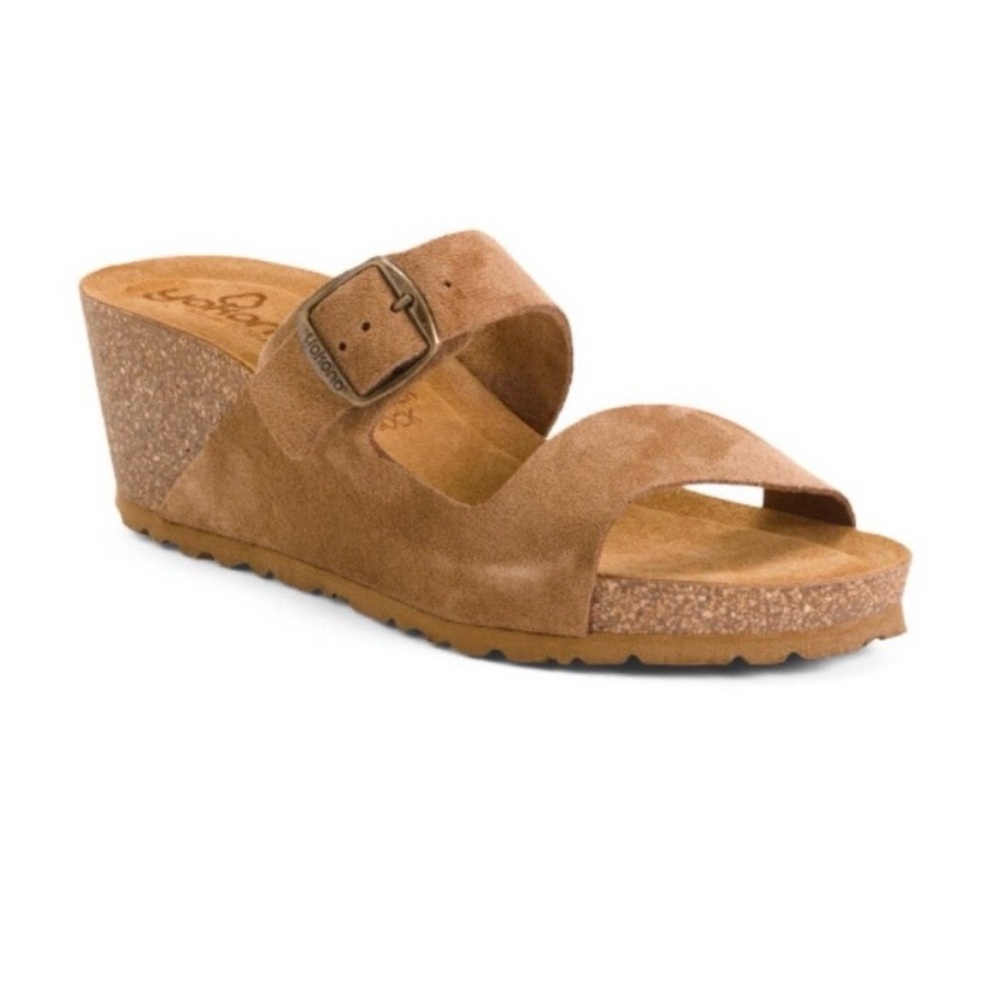 YOKONO Suede Wedge Sandals Size 9.5